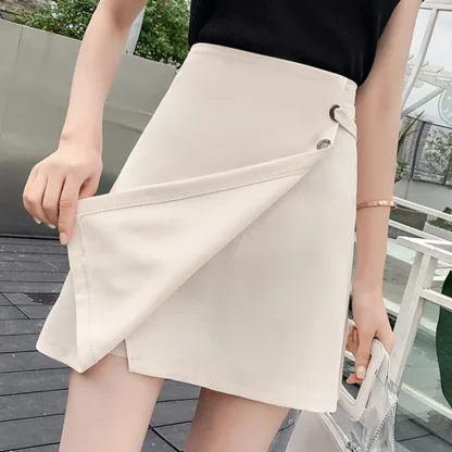Solid Wrap Mini Black Skirts - Image 5