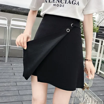 Solid Wrap Mini Black Skirts