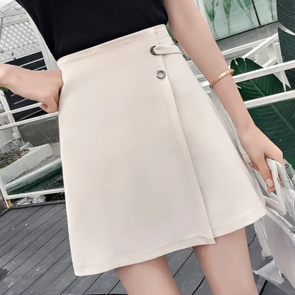Solid Wrap Mini Black Skirts - Image 6