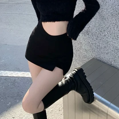 Sexy Mini Split Black Skirt - Image 5