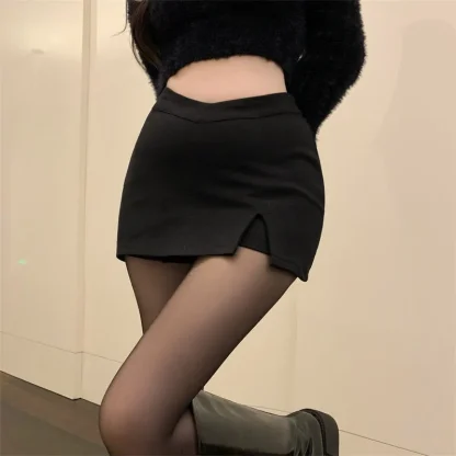 Sexy Black Mini Slit Skirt - Image 2