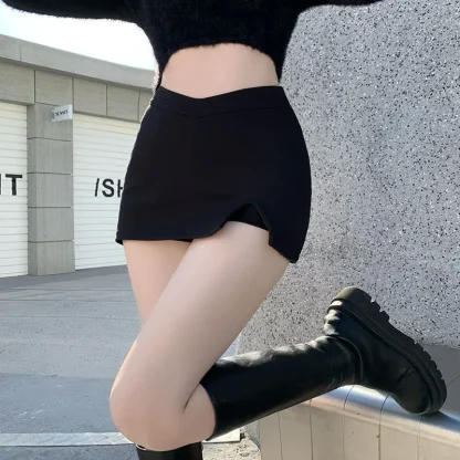 Sexy Black Mini Slit Skirt - Image 3