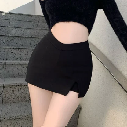 Sexy Black Mini Slit Skirt - Image 5