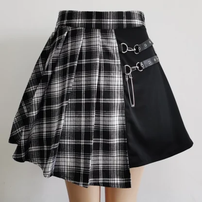 Asymmetric Plaid Back Skirts