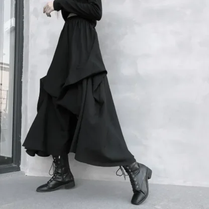 Asymmetrical Maxi Black Skirt - Image 3