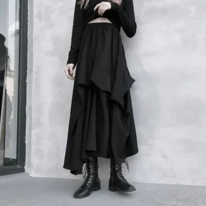 Asymmetrical Maxi Black Skirt - Image 4