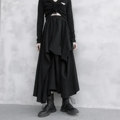Asymmetrical Maxi Black Skirt