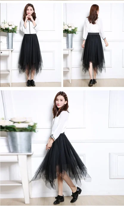 Elastic Waist Mesh Tutu Black Skirts - Image 6
