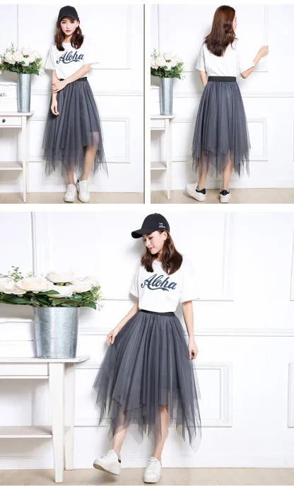 Elastic Waist Mesh Tutu Black Skirts - Image 5