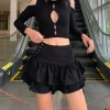 Tiered Lace-up Black Mini Skirt - Image 2