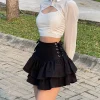 Tiered Lace-up Black Mini Skirt - Image 5