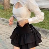 Tiered Lace-up Black Mini Skirt - Image 6