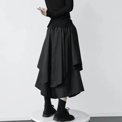 Asymmetrical Black Midi Skirt - Image 4
