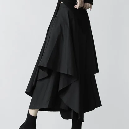 Asymmetrical Black Midi Skirt - Image 5