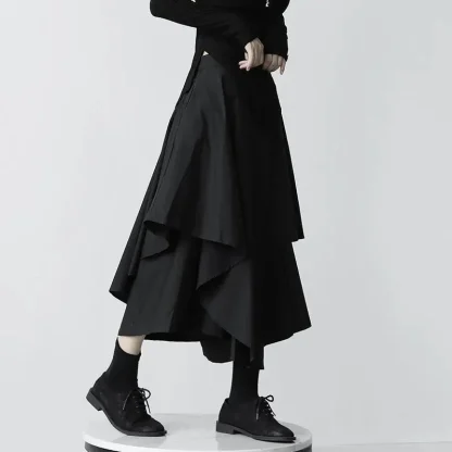 Asymmetrical Black Midi Skirt