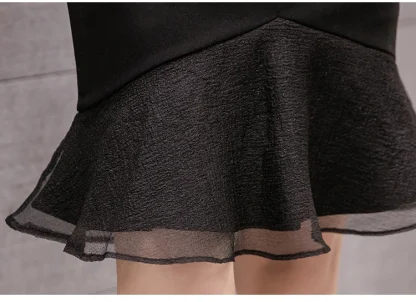 Solid Mermaid Ruffle Black Skirt - Image 7