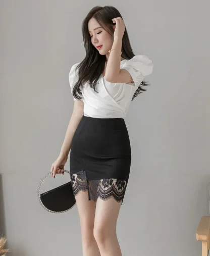 Plus Size Irregular Black Skirt - Image 4
