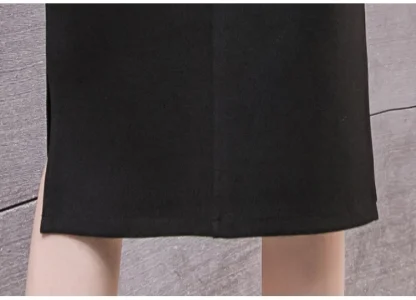 Elastic Pencil Midi Black Skirt - Image 7