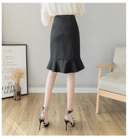 Ruffle Hem Black Skirt - Image 7