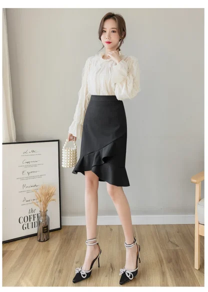 Ruffle Hem Black Skirt - Image 6