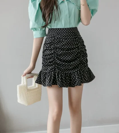 Polka Dot Ruffle Mini Skirt