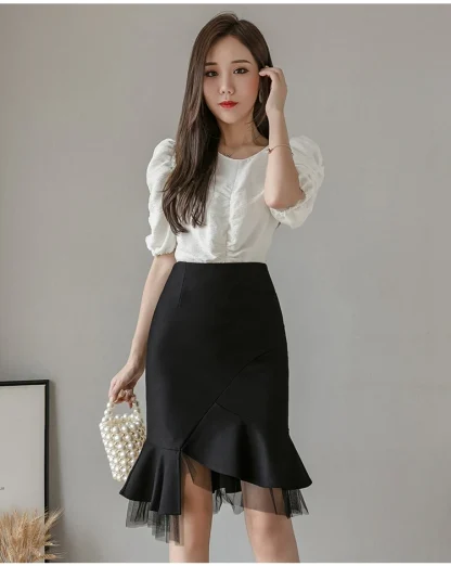 Irregular Ruffles Black Skirt - Image 5