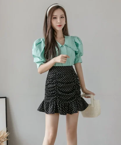 Polka Dot Ruffle Mini Skirt - Image 2