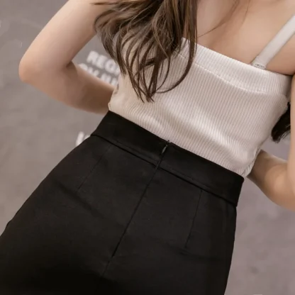 Irregular Hem Black Skirt - Image 7