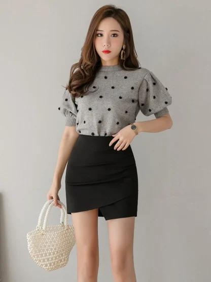 Sexy Irregular Hem Black Skirt - Image 2