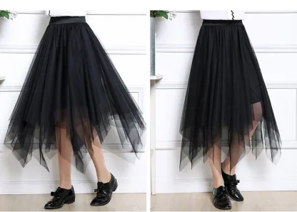 Elastic Waist Mesh Tutu Black Skirts - Image 4