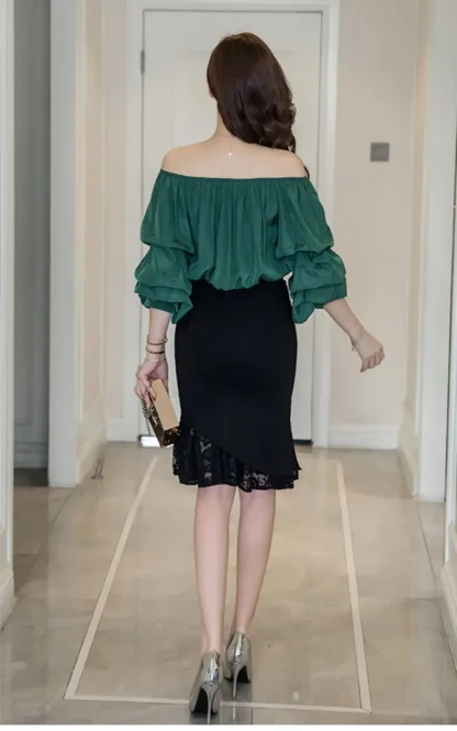 Lace Patchwork Plus Size Black Skirts - Image 5