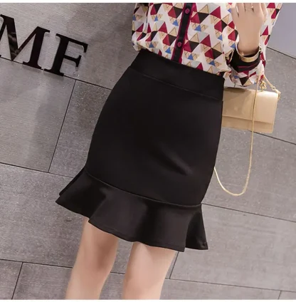 Plus Size High-waist Black Skirts