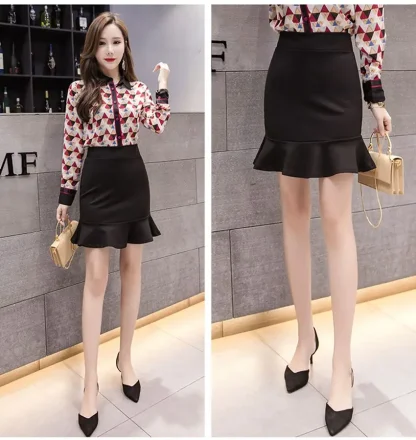 Plus Size High-waist Black Skirts - Image 7