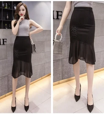 Plus Size Midi Black Skirt - Image 5