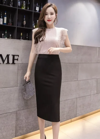 High-waist Pencil Black Skirt - Image 3