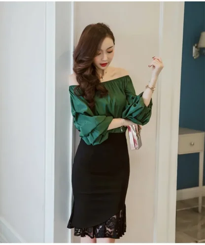 Lace Patchwork Plus Size Black Skirts - Image 7
