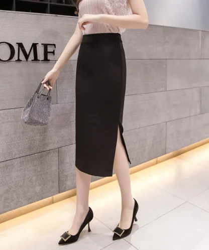 High-waist Pencil Black Skirt - Image 4