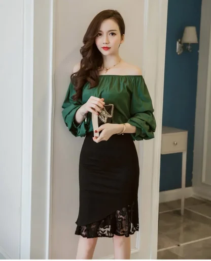 Lace Patchwork Plus Size Black Skirts - Image 6