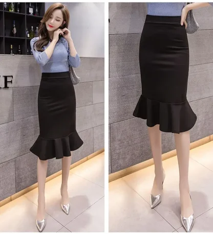 Plus Size Elegant Mermaid Black Skirt - Image 3