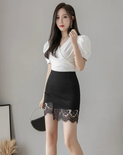 Plus Size Irregular Black Skirt - Image 3