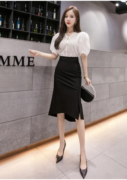 High-waist Midi Black Skirt - Image 6