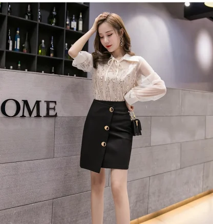 Asymmetrical Wrap Black Skirt - Image 2