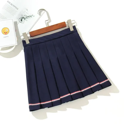 High-waist Striped Pleated Black Skirts - Image 5