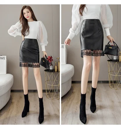 Chic Lace Hem Black Skirt - Image 7