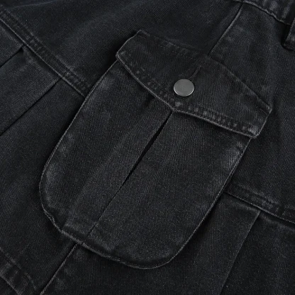 Denim Pleated Mini Black Skirts - Image 6