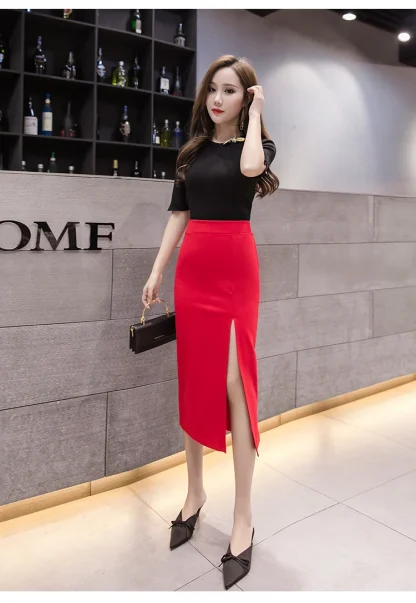 High Slit Midi Black Skirts - Image 7