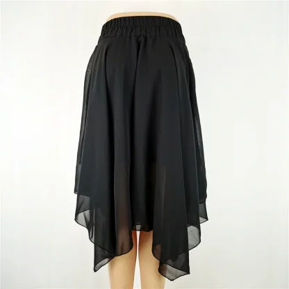 Front Zippered Irregular Black Skirts - Image 3