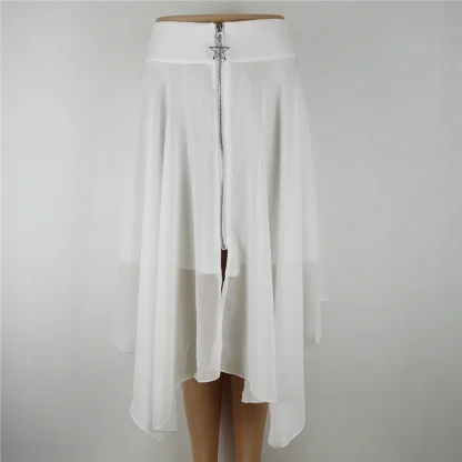 Front Zippered Irregular Black Skirts - Image 5