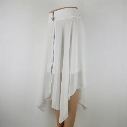 Front Zippered Irregular Black Skirts - Image 6