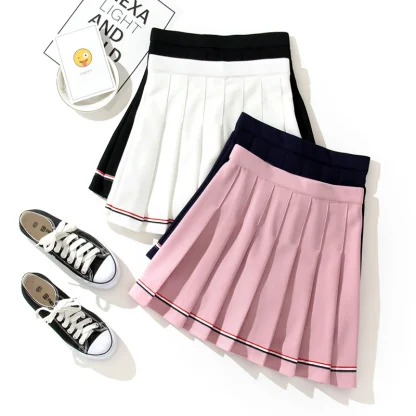 High-waist Striped Pleated Black Skirts - Image 6